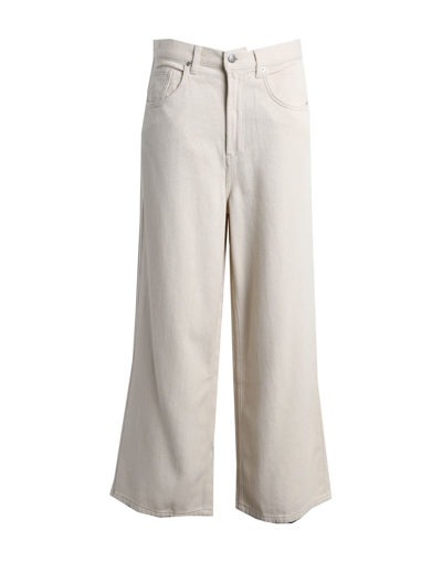 Shop Topshop Woman Jeans Ivory Size 32w-30l Cotton In White