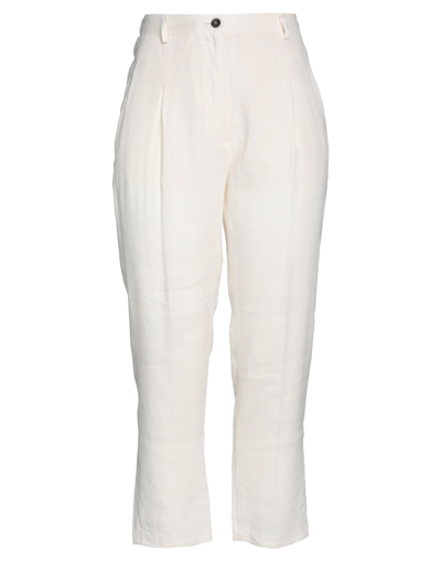 Shop Tela Woman Pants Ivory Size 10 Viscose, Linen, Elastane In White