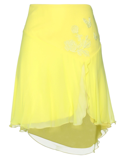 Shop Blumarine Woman Mini Skirt Yellow Size 4 Silk
