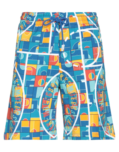 Shop Bikkembergs Man Shorts & Bermuda Shorts Turquoise Size L Cotton In Blue