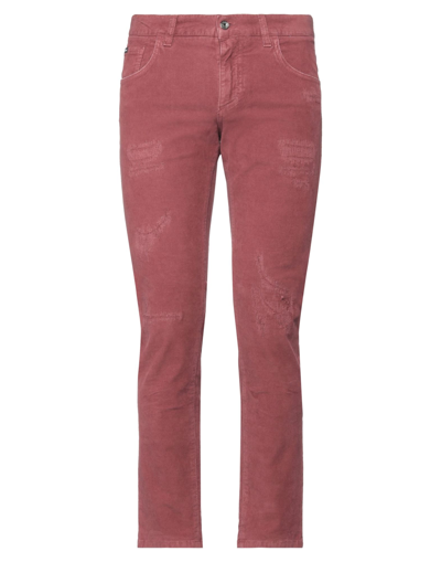 Shop Dolce & Gabbana Man Pants Pastel Pink Size 34 Cotton, Elastane, Cow Leather