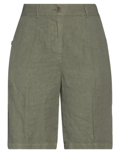 Shop Aspesi Woman Shorts & Bermuda Shorts Military Green Size 6 Linen
