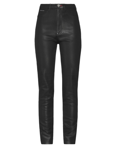 Shop Philipp Plein Woman Jeans Black Size 26 Cotton, Elastomultiester, Elastane, Polyester