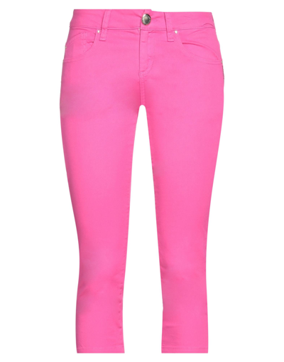 Shop Ean 13 Woman Cropped Pants Fuchsia Size 8 Cotton, Elastane In Pink