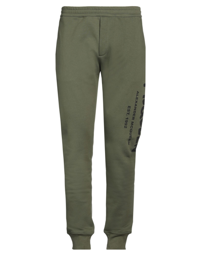 Shop Alexander Mcqueen Man Pants Military Green Size S Cotton