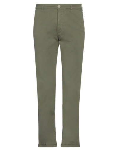 Shop Pence Man Pants Military Green Size 38 Cotton, Elastane