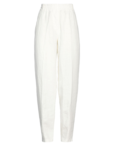 Shop Aspesi Woman Pants White Size 10 Linen