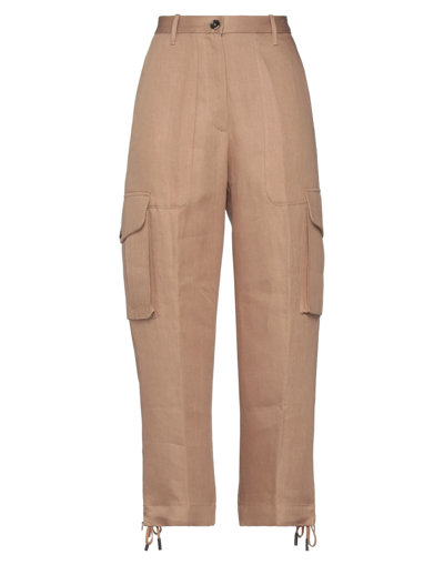 Shop Nine:inthe:morning Nine In The Morning Woman Pants Camel Size 24 Linen In Beige