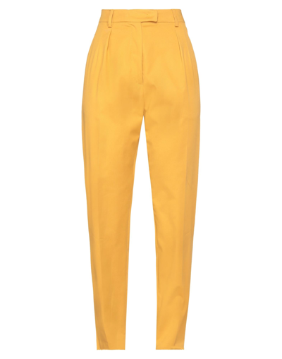 Shop Max Mara Studio Woman Pants Ocher Size 14 Cotton, Elastane In Yellow