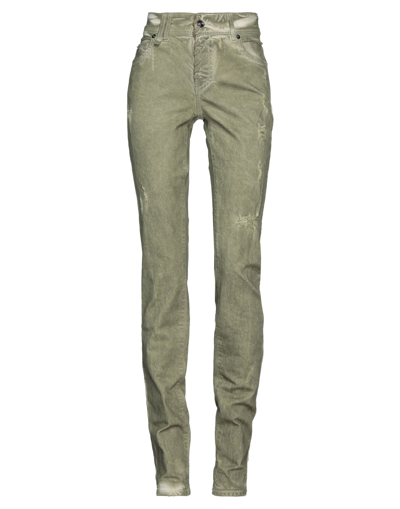 Shop Galliano Woman Jeans Military Green Size 26 Cotton, Elastane
