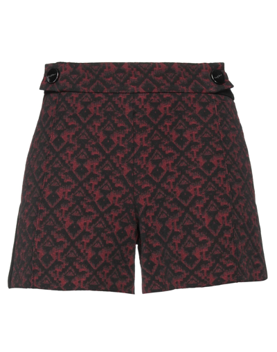 Shop Byblos Woman Shorts & Bermuda Shorts Burgundy Size 4 Cotton, Polyester, Viscose, Elastane In Red