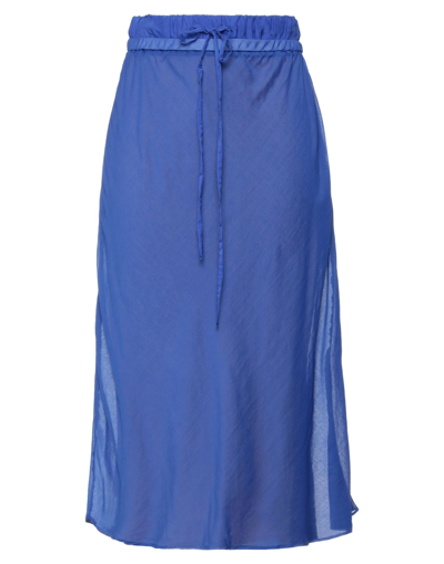 Shop Alysi Woman Midi Skirt Blue Size 2 Cotton, Silk