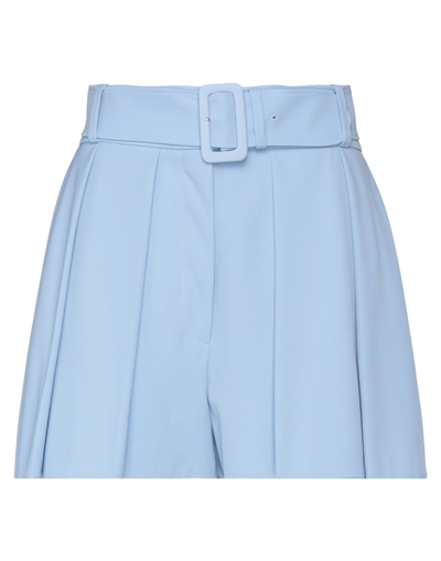 Patou Pleated Belted Shorts In Blue