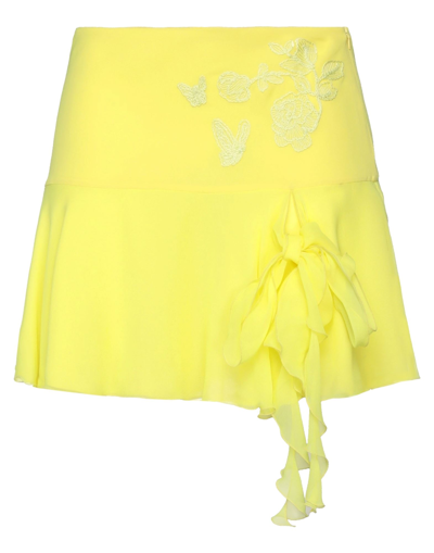Shop Blumarine Woman Mini Skirt Yellow Size 2 Silk