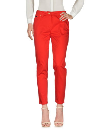 Shop Clips More Woman Pants Red Size 6 Cotton, Elastane