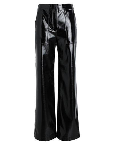 Shop Karl Lagerfeld Faux Patent Leather Pants Woman Pants Black Size 6 Polyester, Viscose