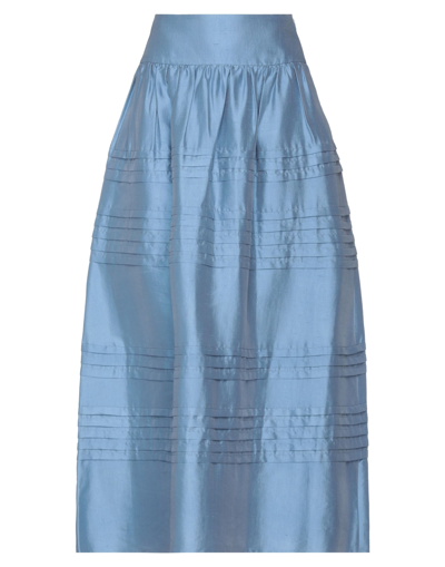 Shop Giorgio Armani Woman Maxi Skirt Pastel Blue Size 10 Silk