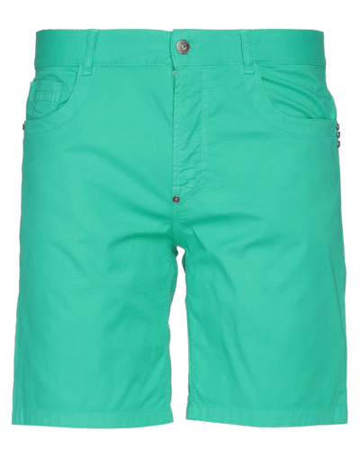 Shop Bikkembergs Man Shorts & Bermuda Shorts Emerald Green Size 33 Cotton, Elastane