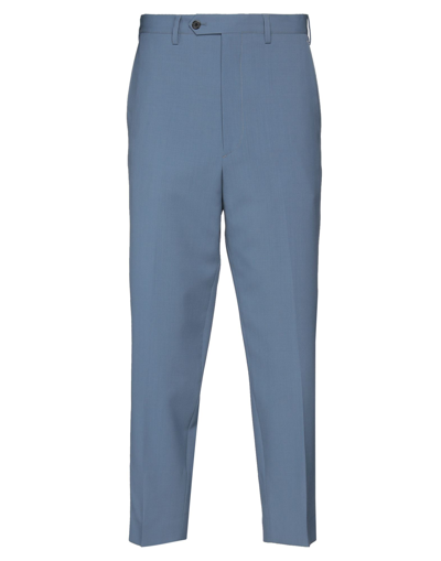 Shop Prada Man Pants Slate Blue Size 28 Virgin Wool