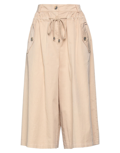 Shop Semicouture Woman Cropped Pants Sand Size 4 Cotton, Elastane In Beige