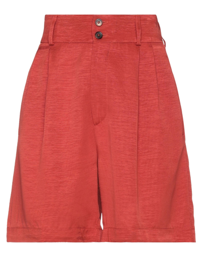 Shop Berwich Woman Shorts & Bermuda Shorts Rust Size 8 Viscose In Red