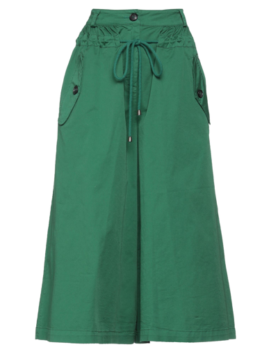 Shop Semicouture Woman Cropped Pants Green Size 2 Cotton, Elastane