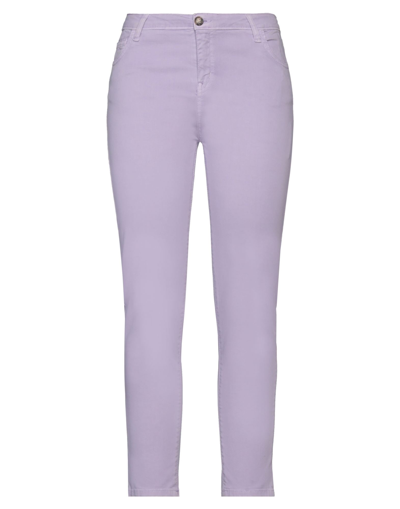 Shop Rebel Queen By Liu •jo Rebel Queen Woman Pants Lilac Size S Cotton, Elastane In Purple