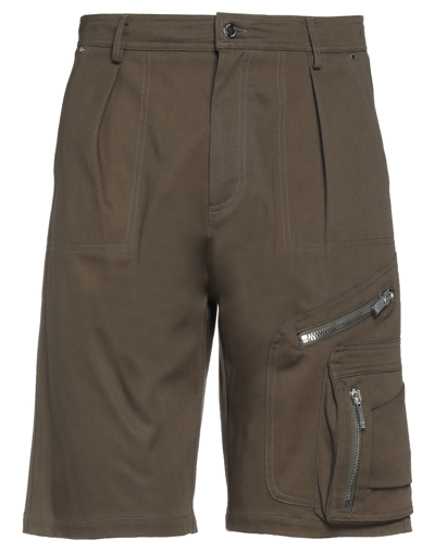 Les Hommes Man Shorts & Bermuda Shorts Military Green Size 30 Cotton, Elastane In Green