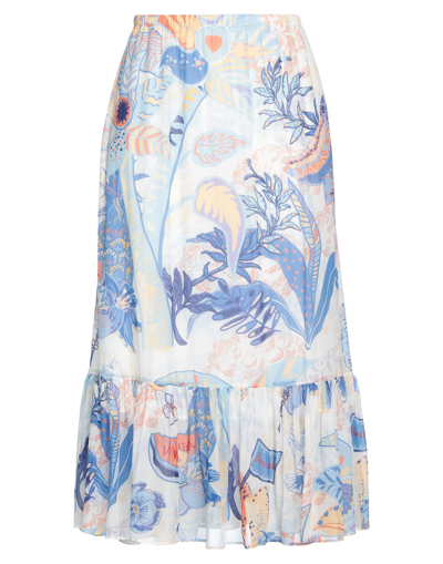 Shop Leo Lin Woman Long Skirt Sky Blue Size 10 Silk
