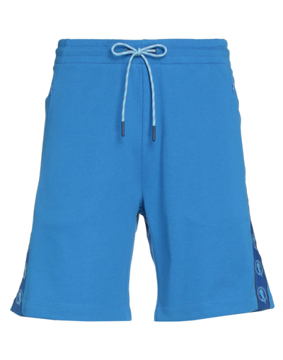Shop Bikkembergs Man Shorts & Bermuda Shorts Azure Size L Cotton, Polyester In Blue