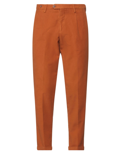 Shop Filetto Man Pants Rust Size 38 Cotton, Elastane In Red