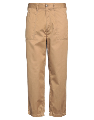 Shop Covert Man Pants Camel Size 30 Polyester, Cotton In Beige