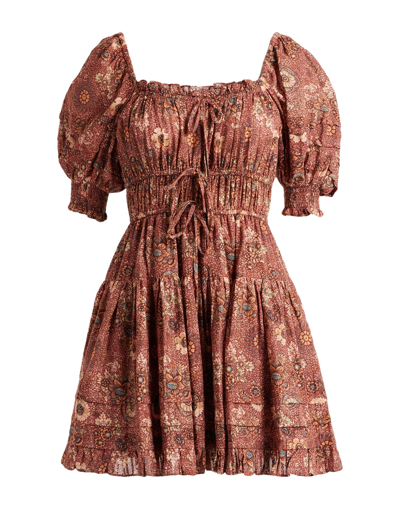 Shop Ulla Johnson Short Dresses In Brick Red