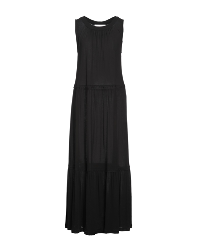 Shop See By Chloé Woman Long Dress Black Size Xs Cotton