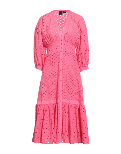 Shop Pinko Woman Midi Dress Fuchsia Size 8 Cotton