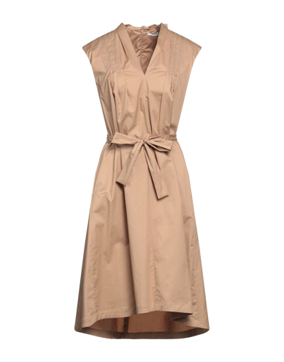 Shop Peserico Easy Woman Midi Dress Beige Size 12 Cotton, Elastane