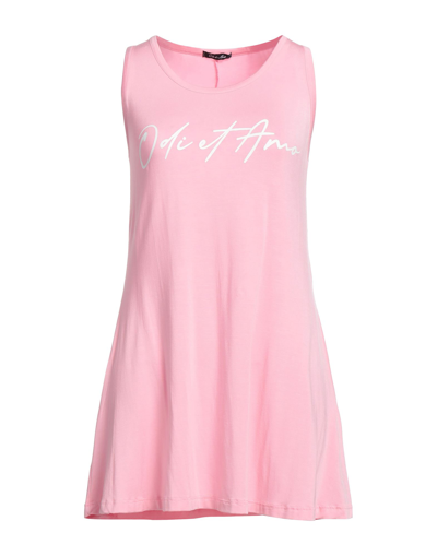 Shop Odi Et Amo Woman Mini Dress Pink Size M Cotton