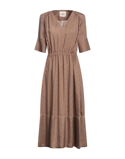 Shop Crida Milano Woman Midi Dress Brown Size 2 Silk