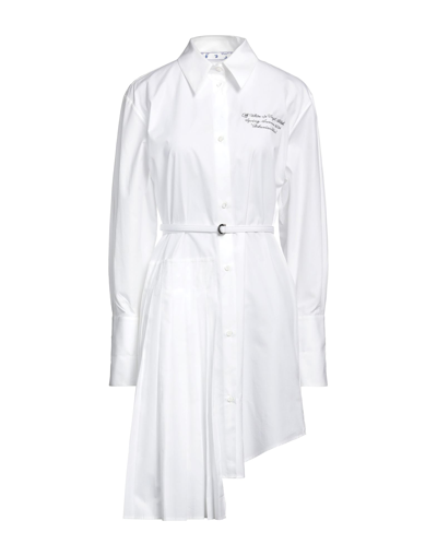 Shop Off-white Woman Mini Dress White Size 4 Cotton, Polyester