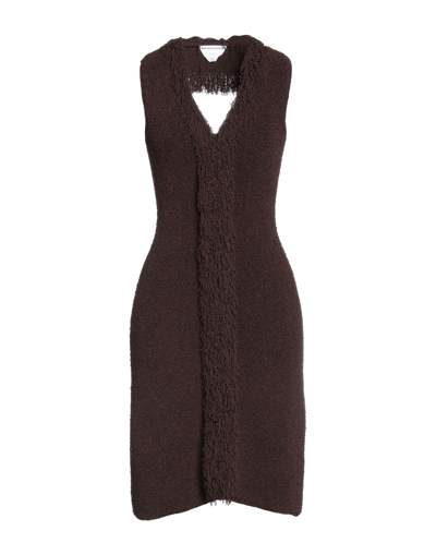 Shop Bottega Veneta Woman Mini Dress Dark Brown Size M Viscose, Polyamide, Polyester