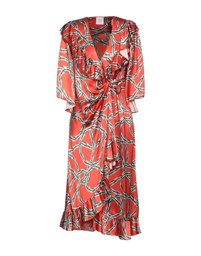 Shop Vetements Woman Midi Dress Red Size L Viscose, Silk
