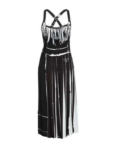 Shop Prada Woman Midi Dress Black Size 6 Viscose, Silk