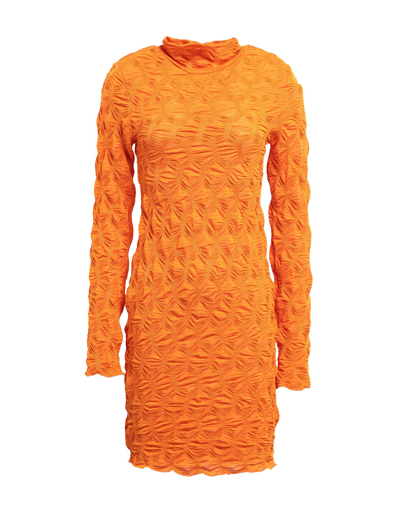 Shop Topshop Woman Mini Dress Orange Size L Polyester, Elastane