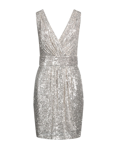 Shop Frankie Morello Woman Mini Dress Platinum Size 8 Polyester In Grey