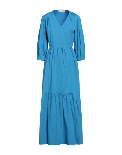 Shop Pdr Phisique Du Role Woman Maxi Dress Azure Size 1 Cotton, Elastane In Blue