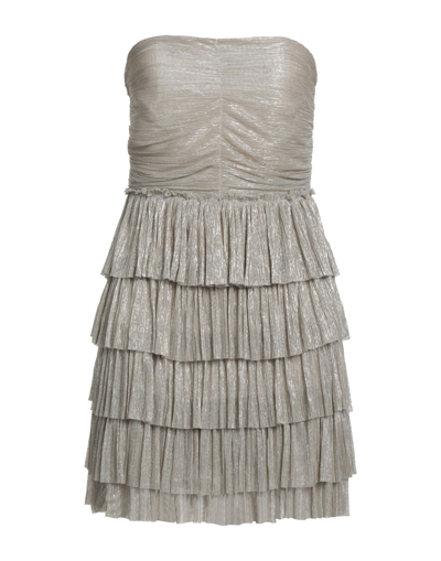 Shop Soallure Woman Mini Dress Platinum Size 8 Polyester, Metallic Fiber In Grey