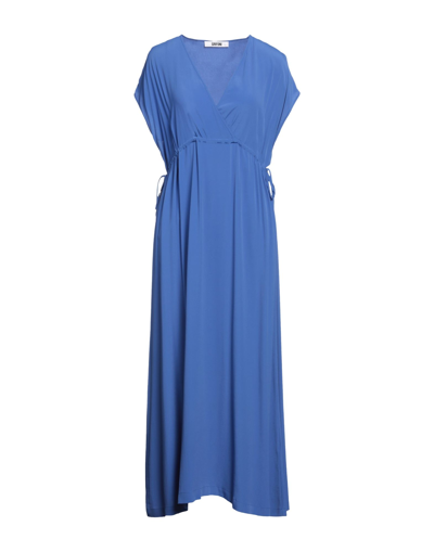 Shop Mauro Grifoni Woman Long Dress Slate Blue Size 4 Acetate, Silk