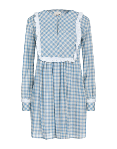 Shop 5rue Woman Mini Dress Azure Size M Cotton, Metallic Fiber In Blue