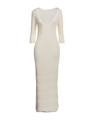 Shop Soallure Woman Midi Dress Ivory Size S Cotton, Acrylic In White