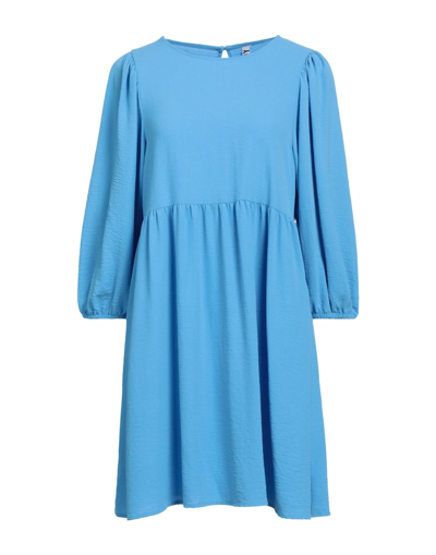Shop Jacqueline De Yong Woman Mini Dress Azure Size 8 Polyester